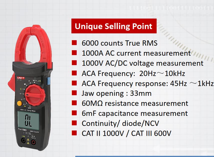 UNI-T 2117R True RMS 1000A AC Clamp Meter UNI-T 2117R True RMS 1000A AC Clamp Meter