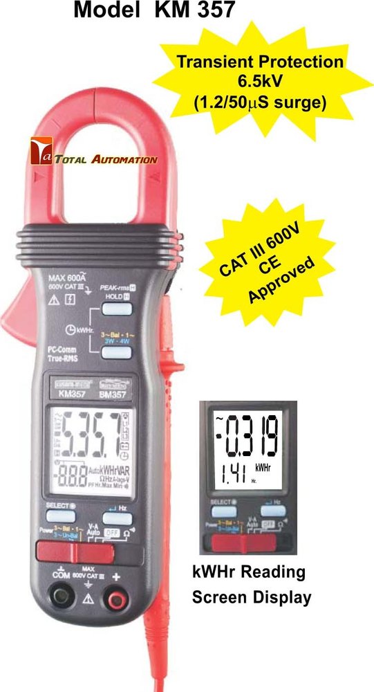 Kusam Meco- KM 357 - 3 PHASE TRMS POWER CLAMP-ON METER WITH kWHr RECORDING FUNCTION & PC INTERFACE
