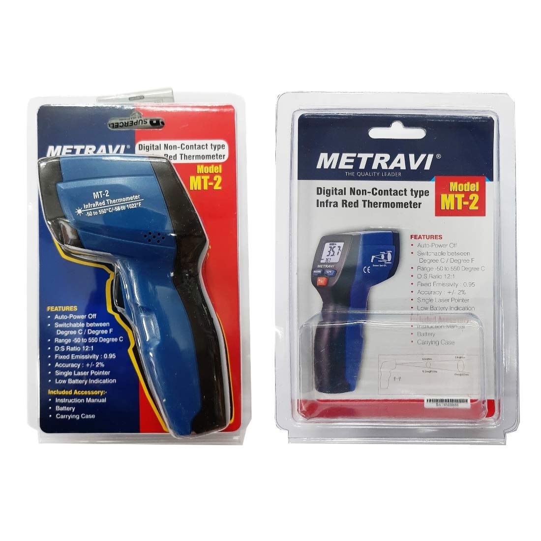 Metravi MT-2 Non-contact Industrial Pyrometer Infrared Thermometer with Single Laser