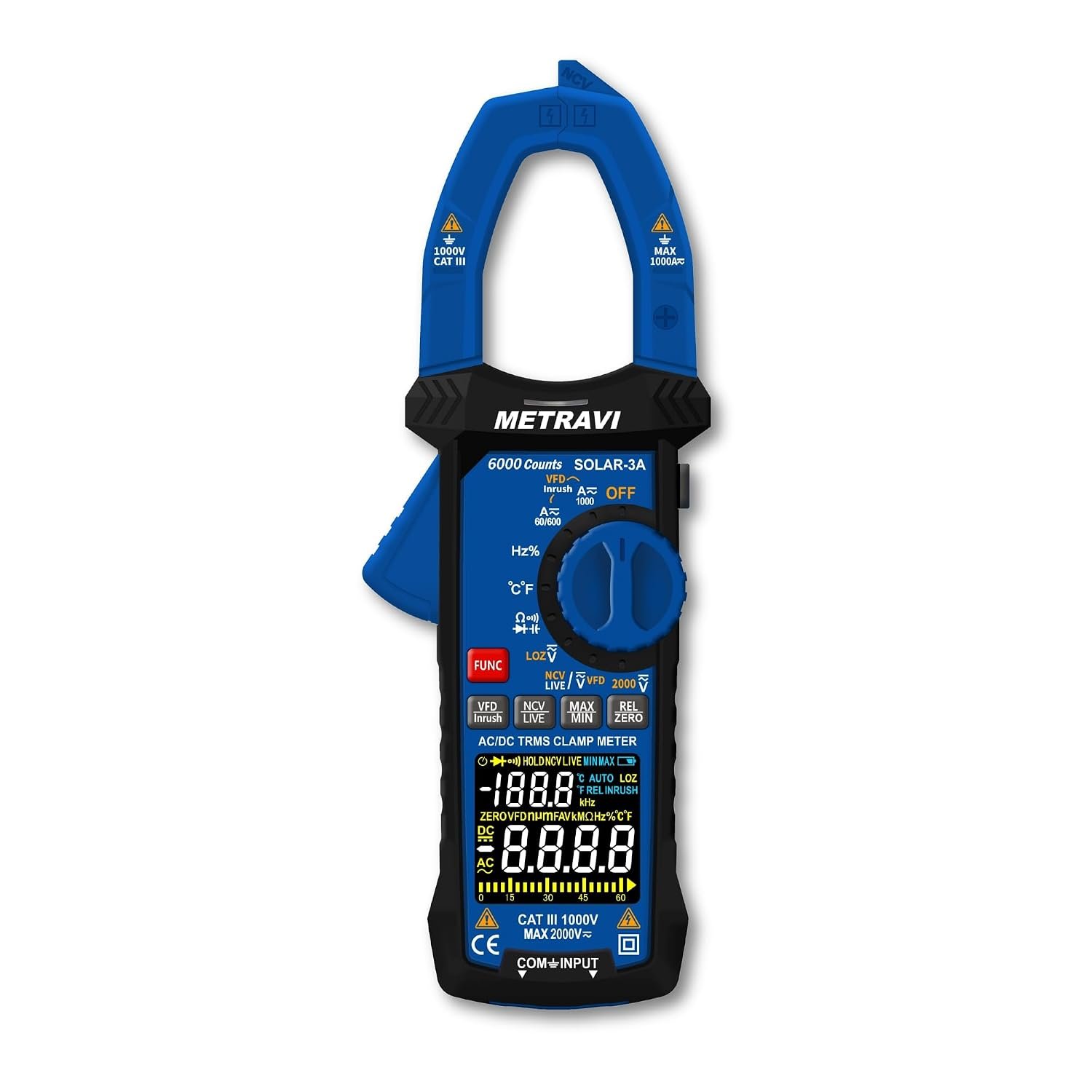 METRAVI Solar-3A Digital TRMS AC/DC Clamp Meter