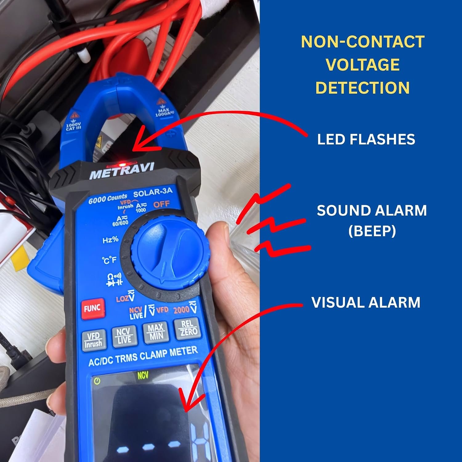 METRAVI Solar-3A Digital TRMS AC/DC Clamp Meter