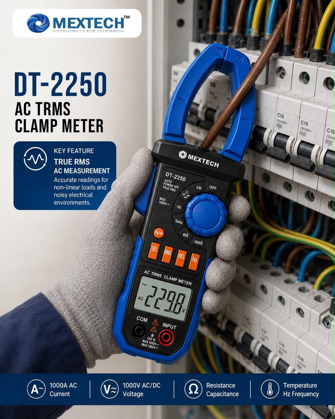 MEXTECH DT 2250 Digital Dual Display Clamp Meter