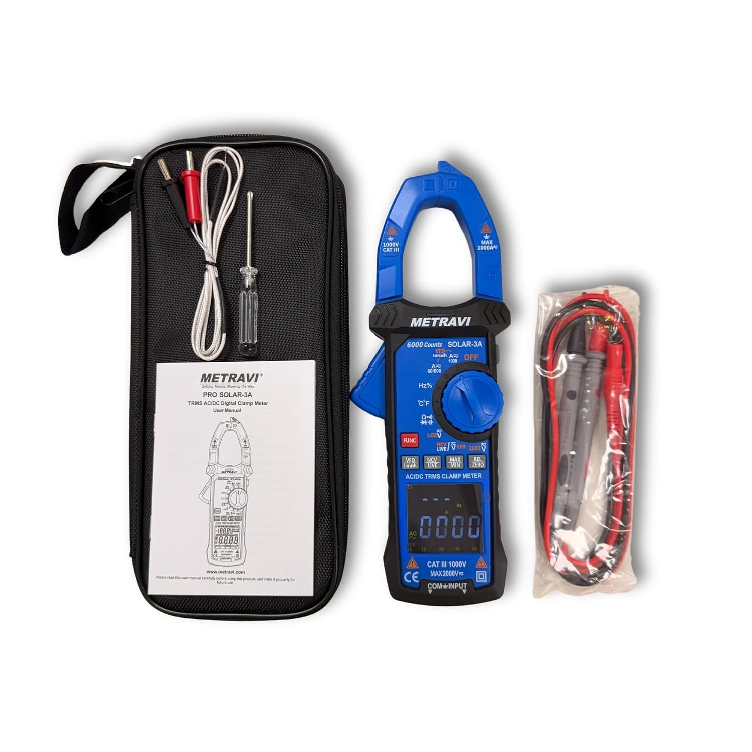 METRAVI Solar-3A Digital TRMS AC/DC Clamp Meter