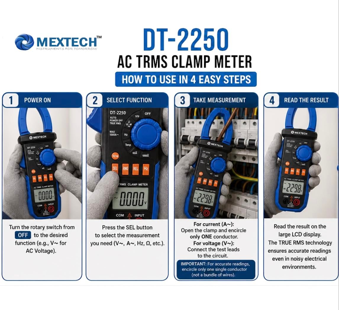 MEXTECH DT 2250 Digital Dual Display Clamp Meter