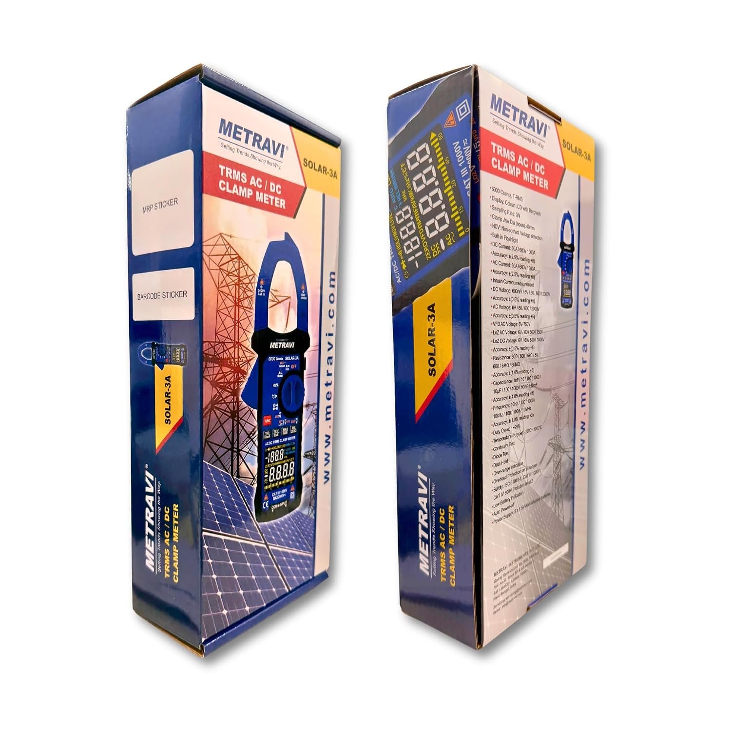 METRAVI Solar-3A Digital TRMS AC/DC Clamp Meter