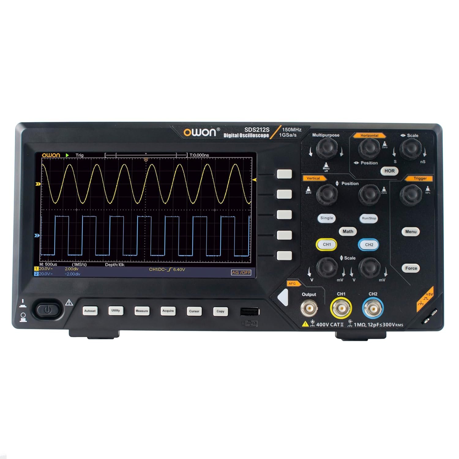 OWON SDS212S Digital Oscilloscope- 120Mhz, 2Channel + Function Generator