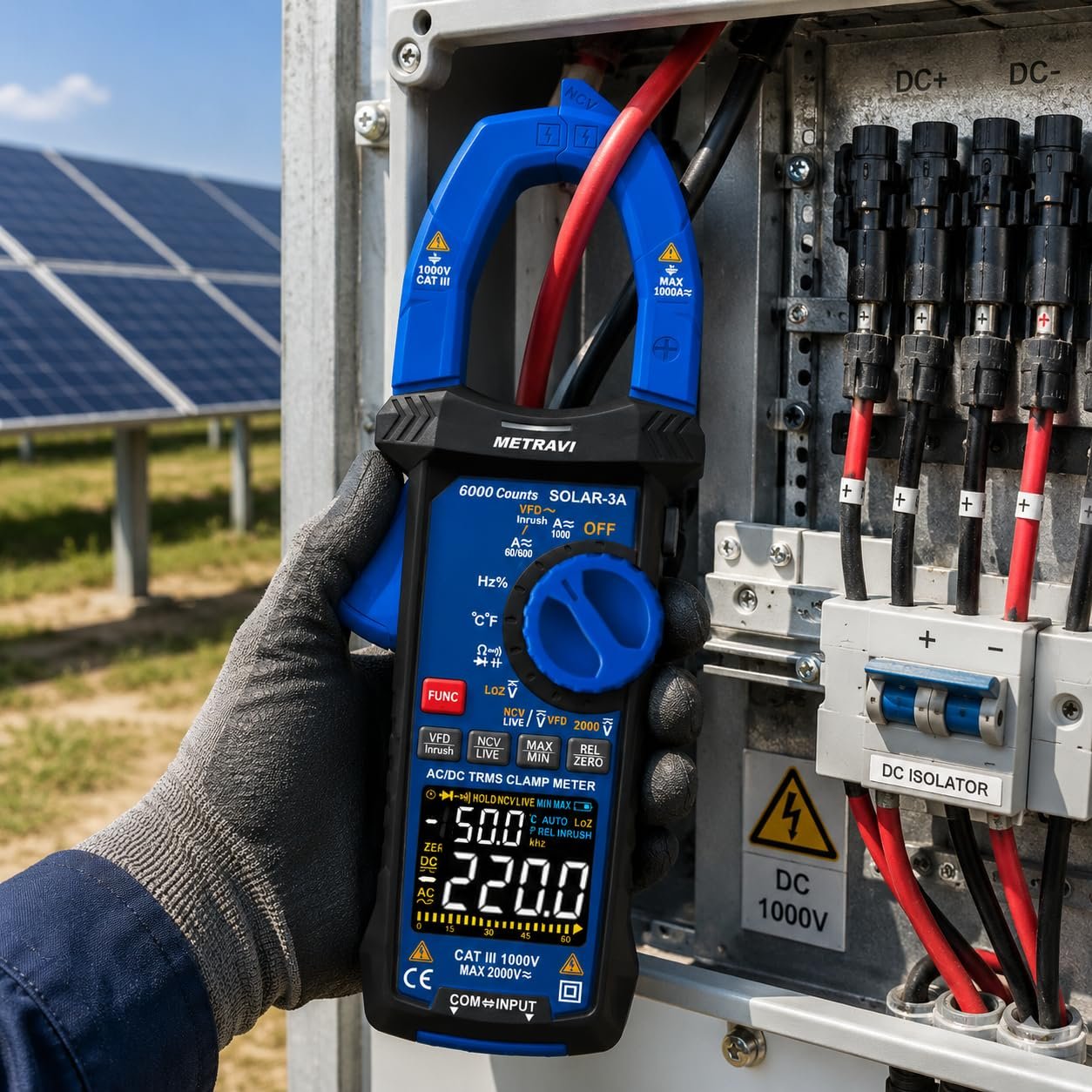 METRAVI Solar-3A Digital TRMS AC/DC Clamp Meter