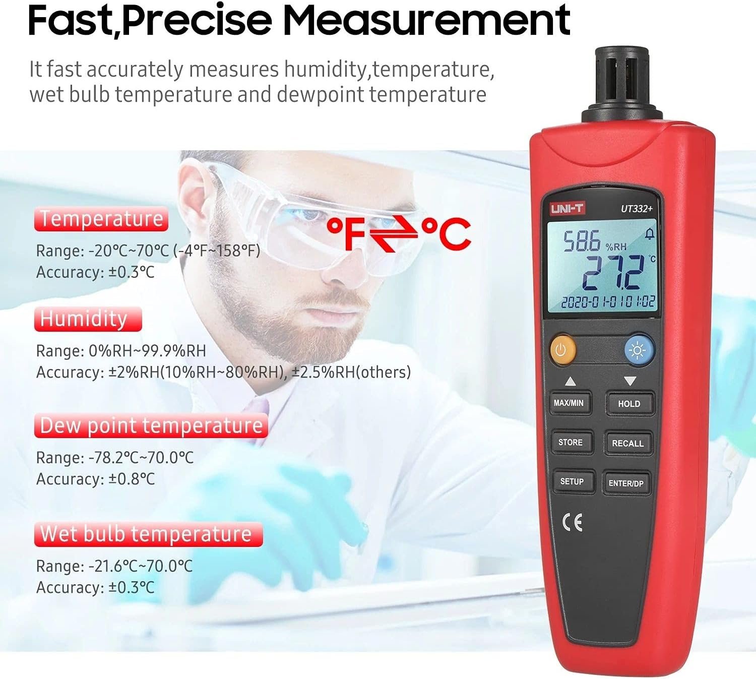UNI-T UT332+ Series Temperature Humidity Meters