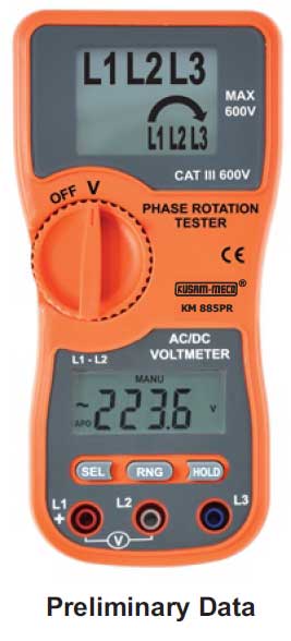 Kusam Meco -KM885 PR-PHASE ROTATION TESTER WITH VOLTMETER