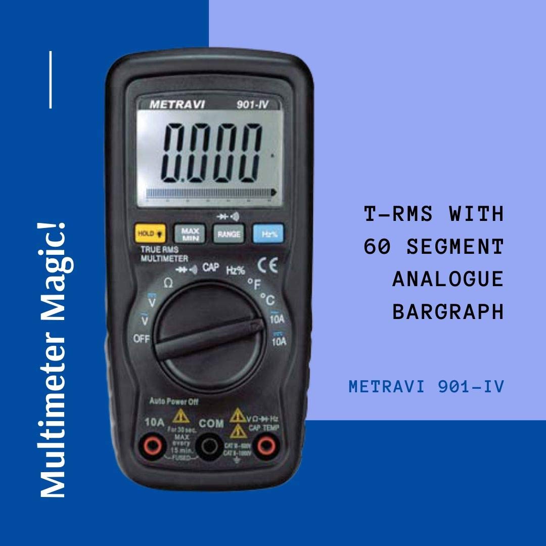 Metravi 901-IV TRMS Compact Digital Multimeter with Analogue Bargraph & Double Insulation