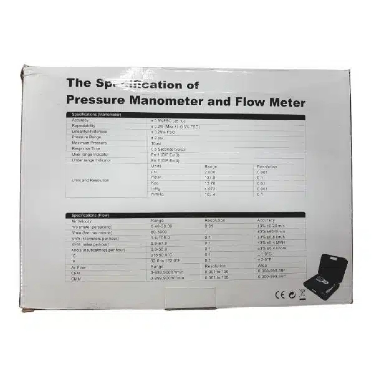 Metravi AVM-09 Thermo Anemometer with CFM CMM and built-in Manometer