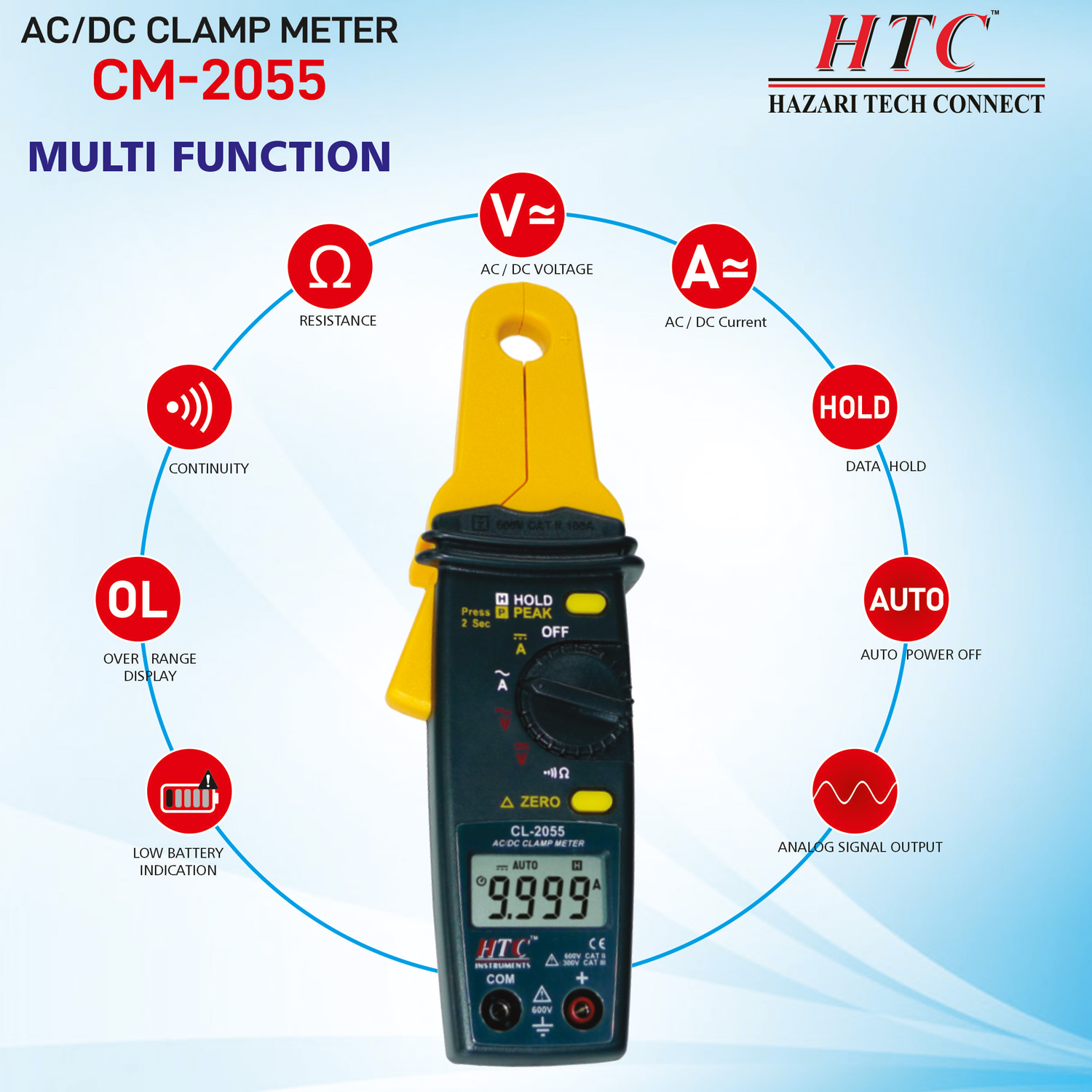 HTC-CL-2055-AC|DC CLAMP METER HTC-CL-2055-AC|DC CLAMP METER