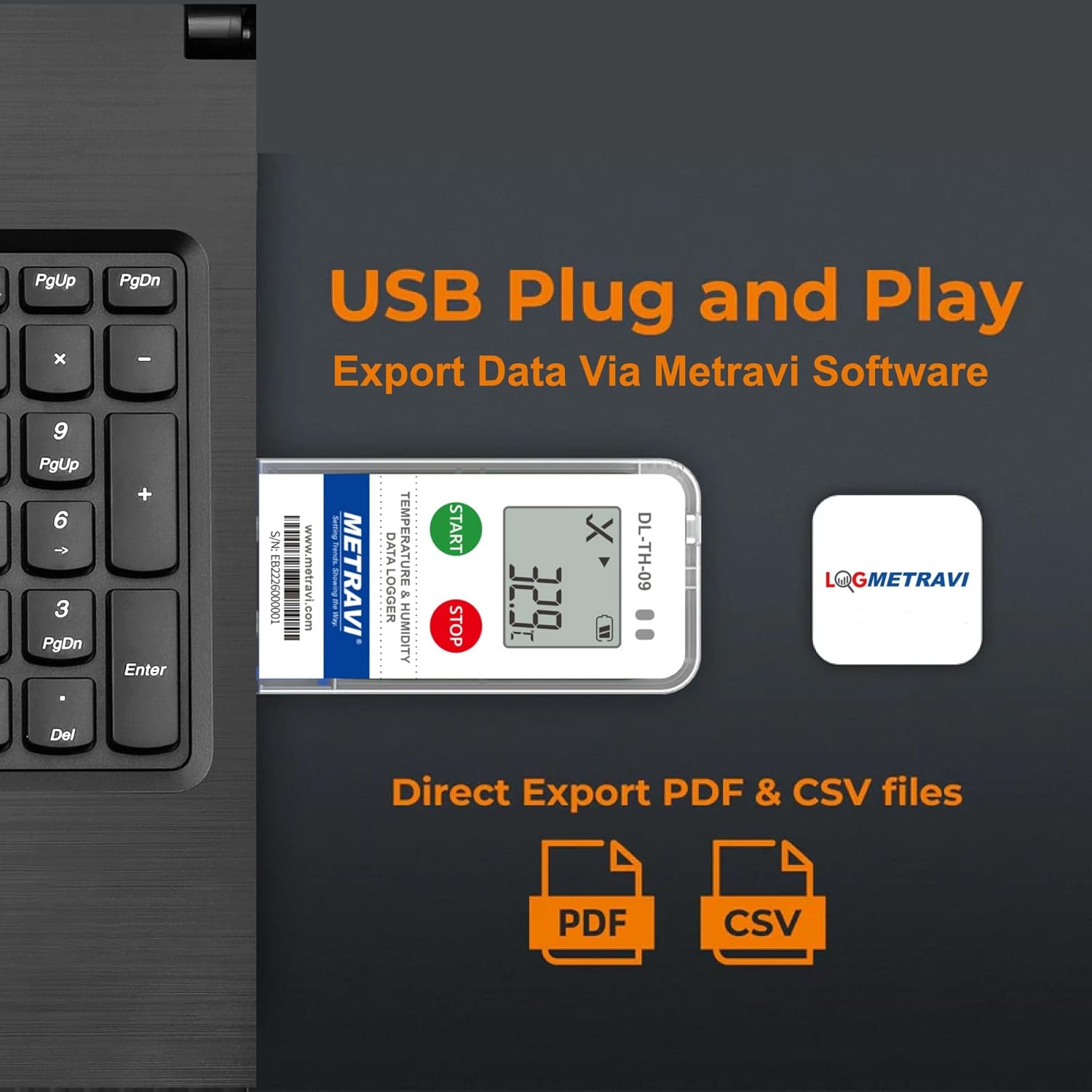 METRAVI DL-TH-09 Temperature and Humidity Data Logger with External Sensor
