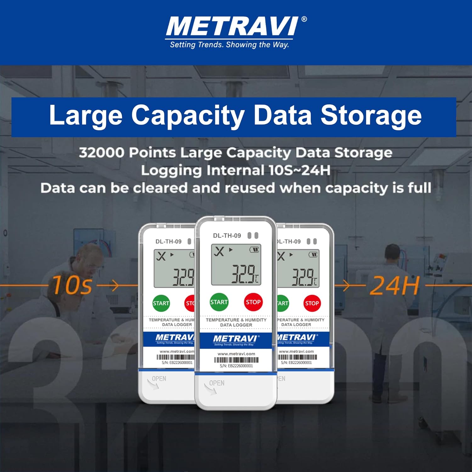 METRAVI DL-TH-09 Temperature and Humidity Data Logger with External Sensor
