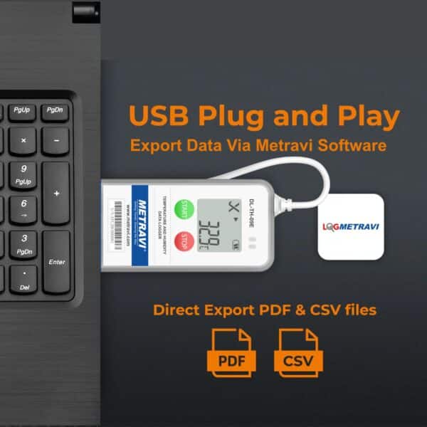 METRAVI DL-TH-09E Temperature and Humidity Data Logger with External Sensor
