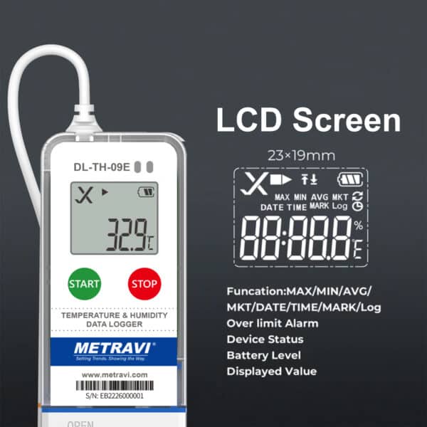 METRAVI DL-TH-09E Temperature and Humidity Data Logger with External Sensor