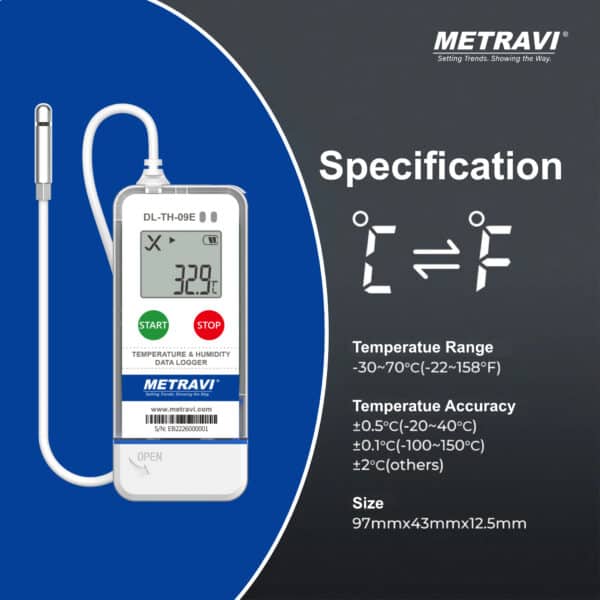 METRAVI DL-TH-09E Temperature and Humidity Data Logger with External Sensor