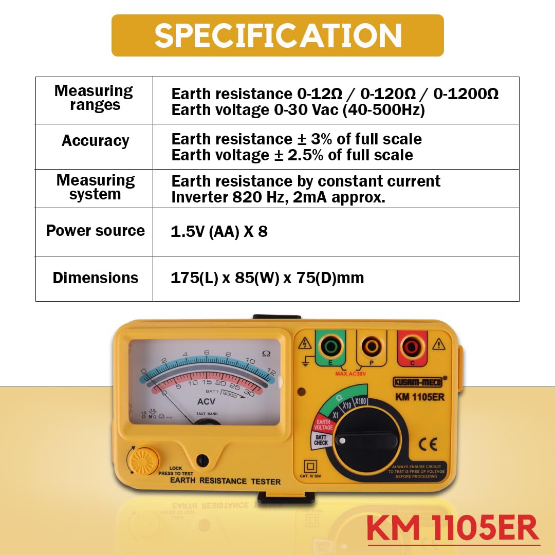 Kusam Meco KM 1105 ER Analogue Earth Resistance Tester