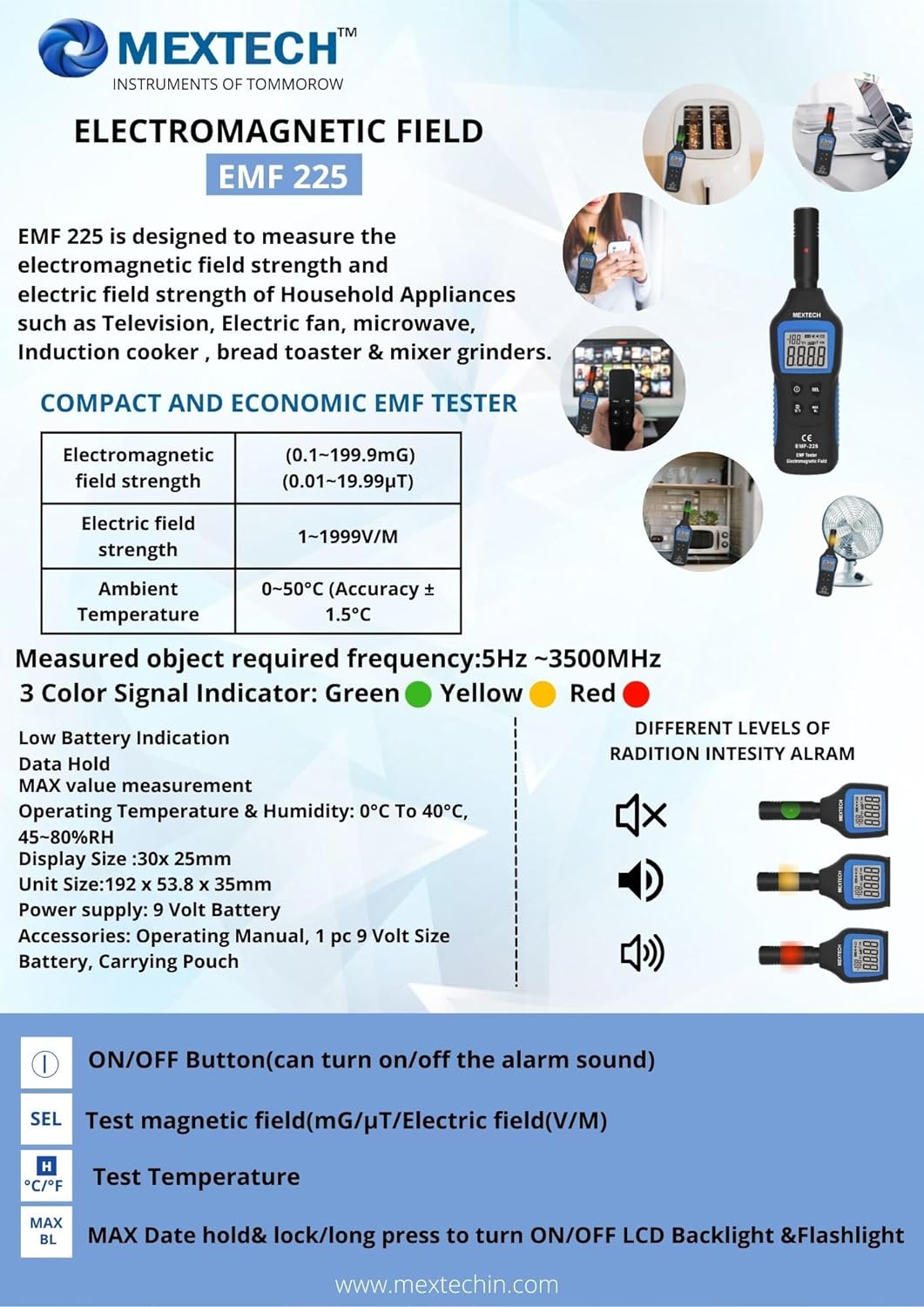 Mextech EMF225 Electromagnetic Field