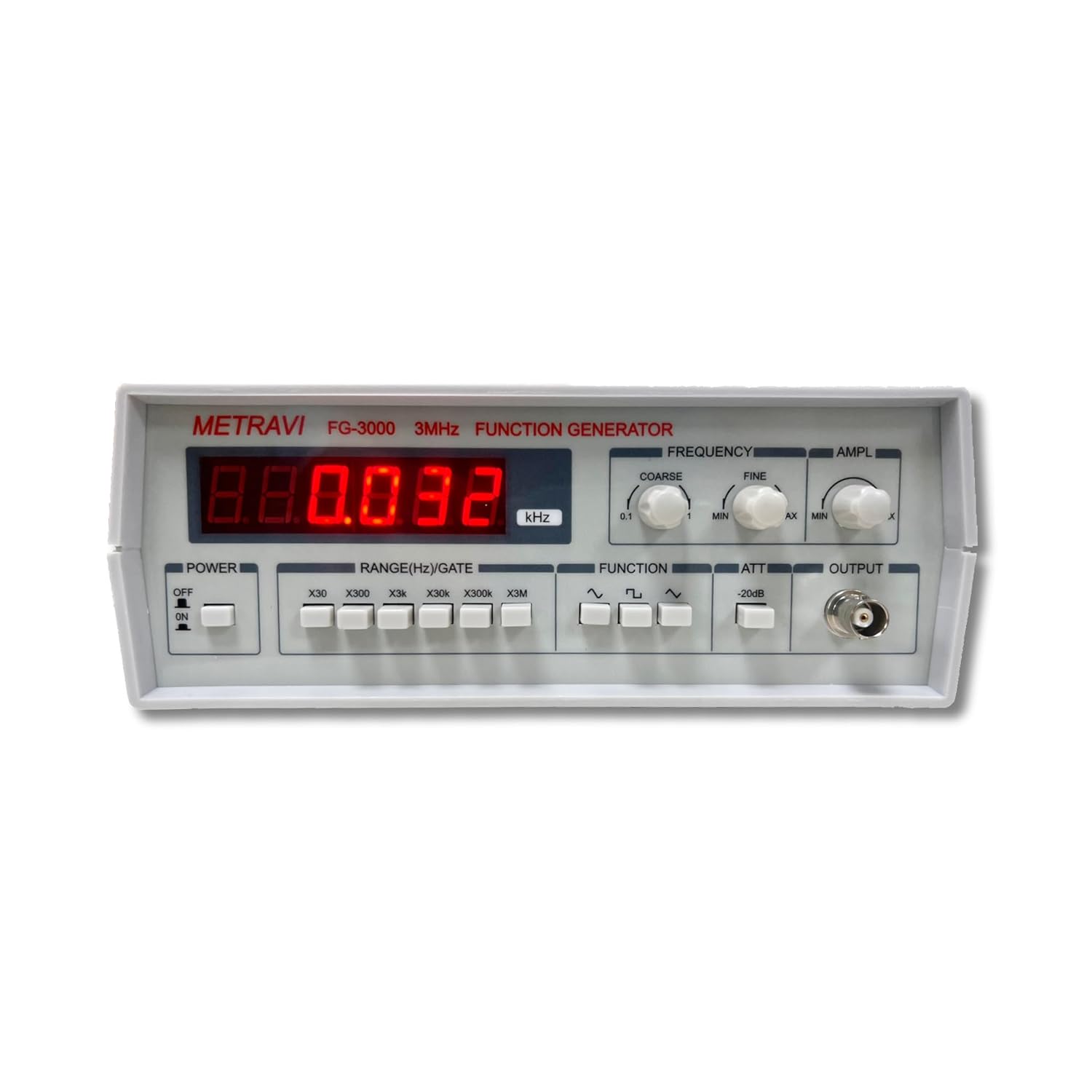 Metravi FG-3000 1MHz Digital Function Generator with 6 LED Digit Display