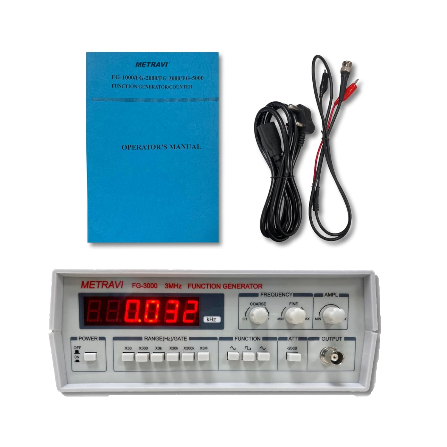 Metravi FG-3000 1MHz Digital Function Generator with 6 LED Digit Display