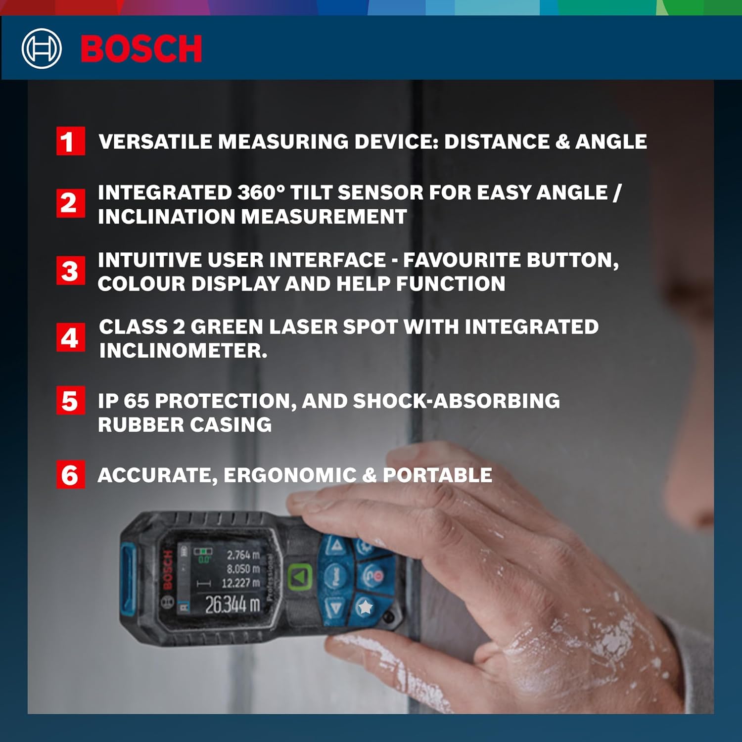 BOSCH GLM 50-23 G Professional Laser Measurer| 2-in-1 Distance & Angle Measurer