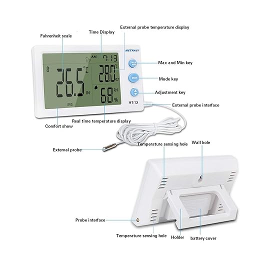 Metravi HT-12 Temperature and Humidity Meter with External Probe