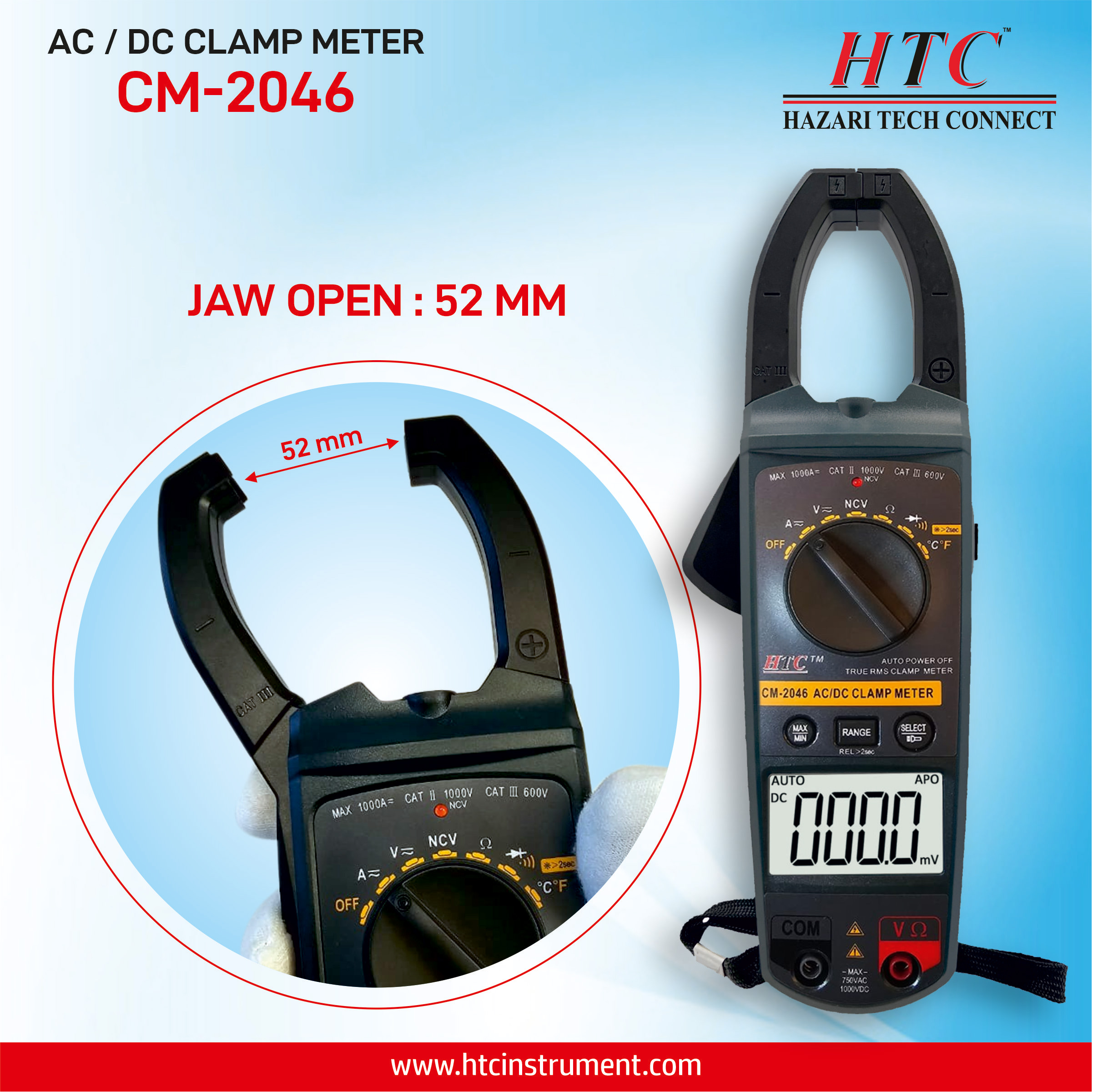 HTC-CM-2046-AC| DC 1000A DIGITAL CLAMP METER