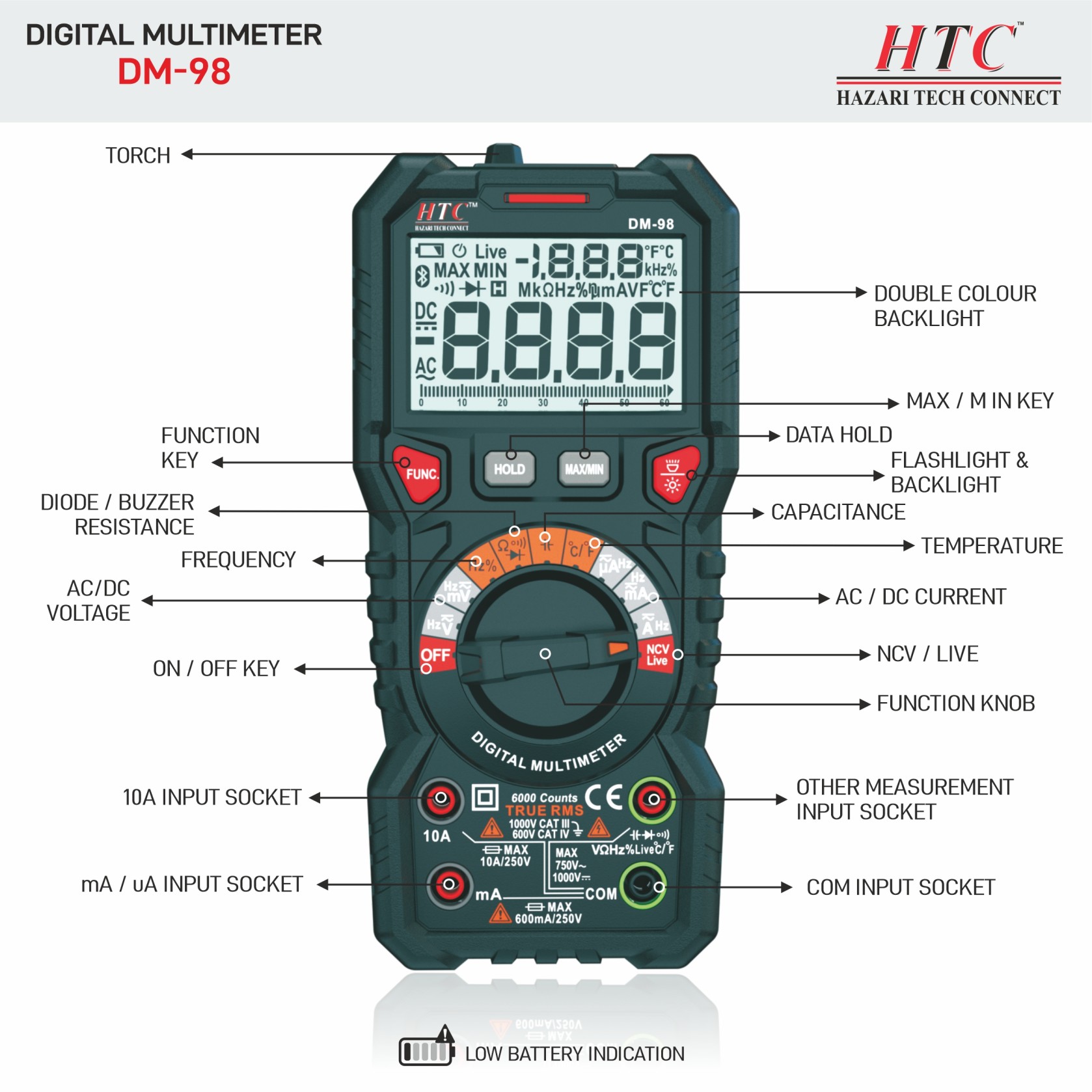 HTC-DM-98-DIGITAL MULTIMETER
