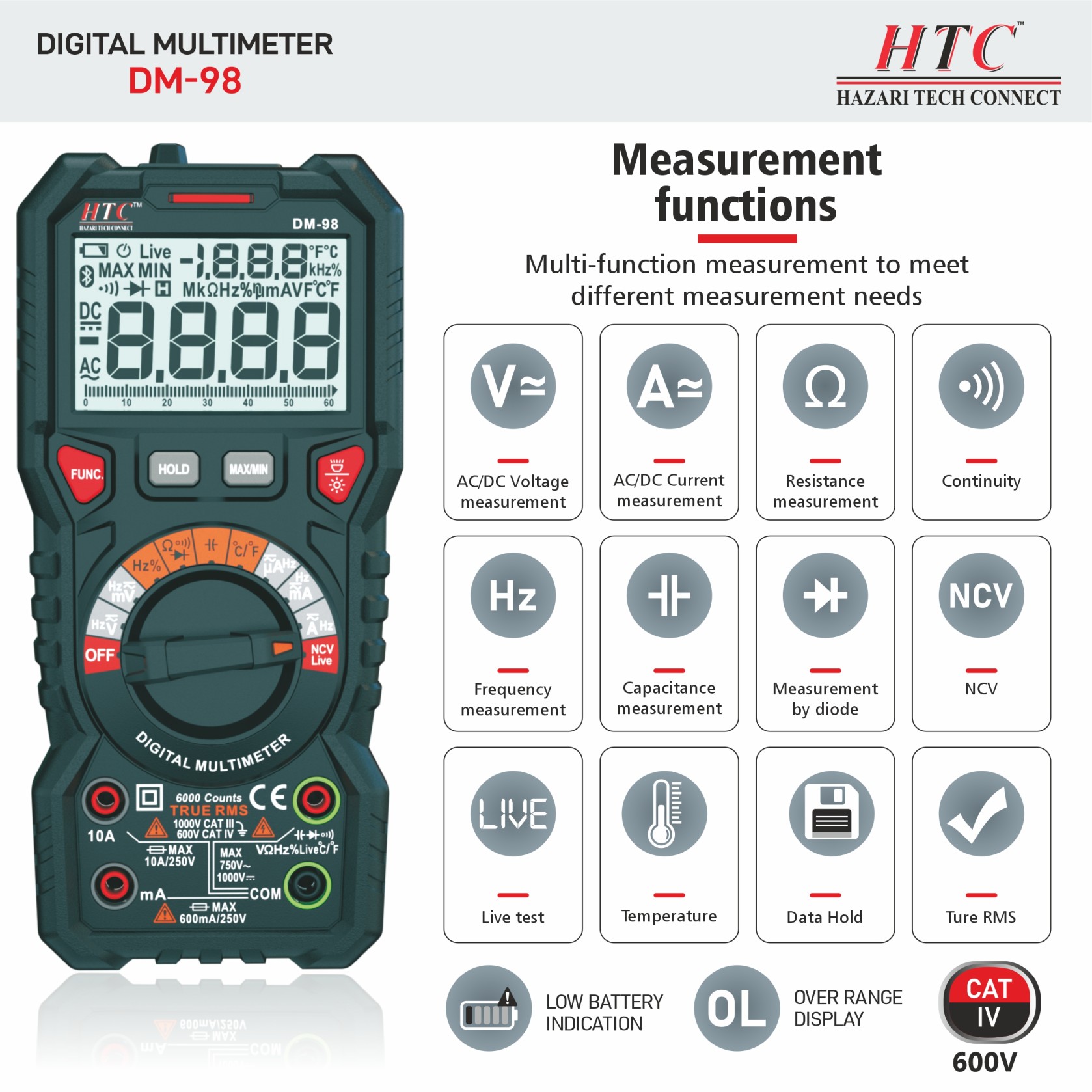 HTC-DM-98-DIGITAL MULTIMETER