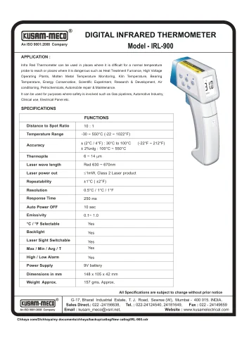 Kusam Meco KM IRL 900 Instant Read Thermocouple Kitchen Thermometer