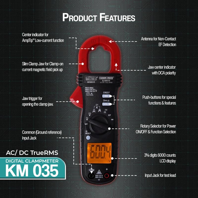 Kusam Meco KM 035 AC/DC True RMS digital clamp meter