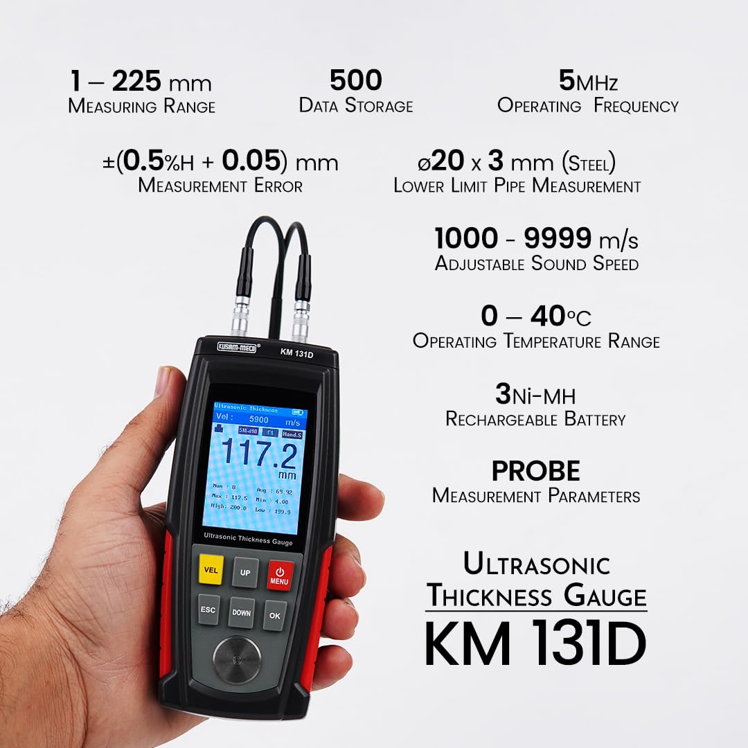 Kusam meco KM 131D Ultrasonic Thickness Gauge LCD Digital Meter Tester