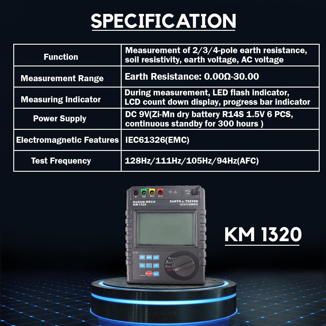 Kusam Meco KM 1320 Earth Resistance Soil Resistivity Tester