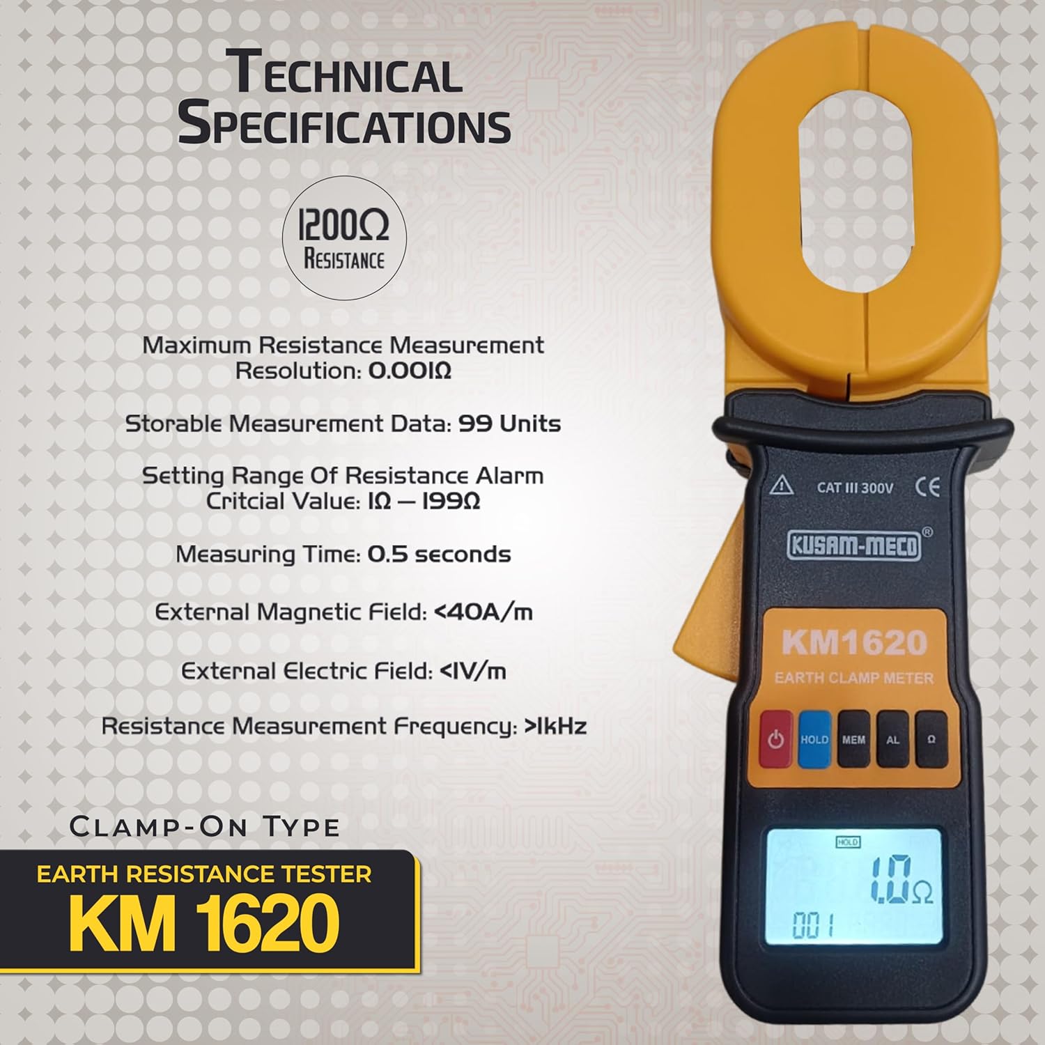 Kusam Meco KM 1620 Clamp-On Type Battery Powered Earth Resistance Tester