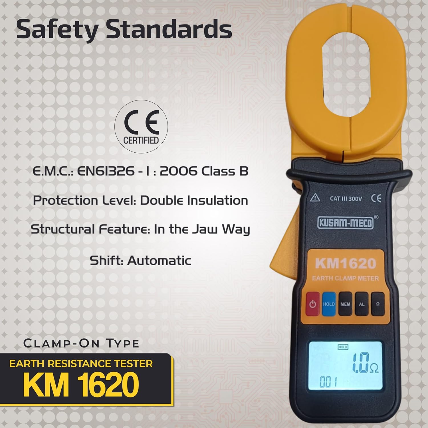 Kusam Meco KM 1620 Clamp-On Type Battery Powered Earth Resistance Tester