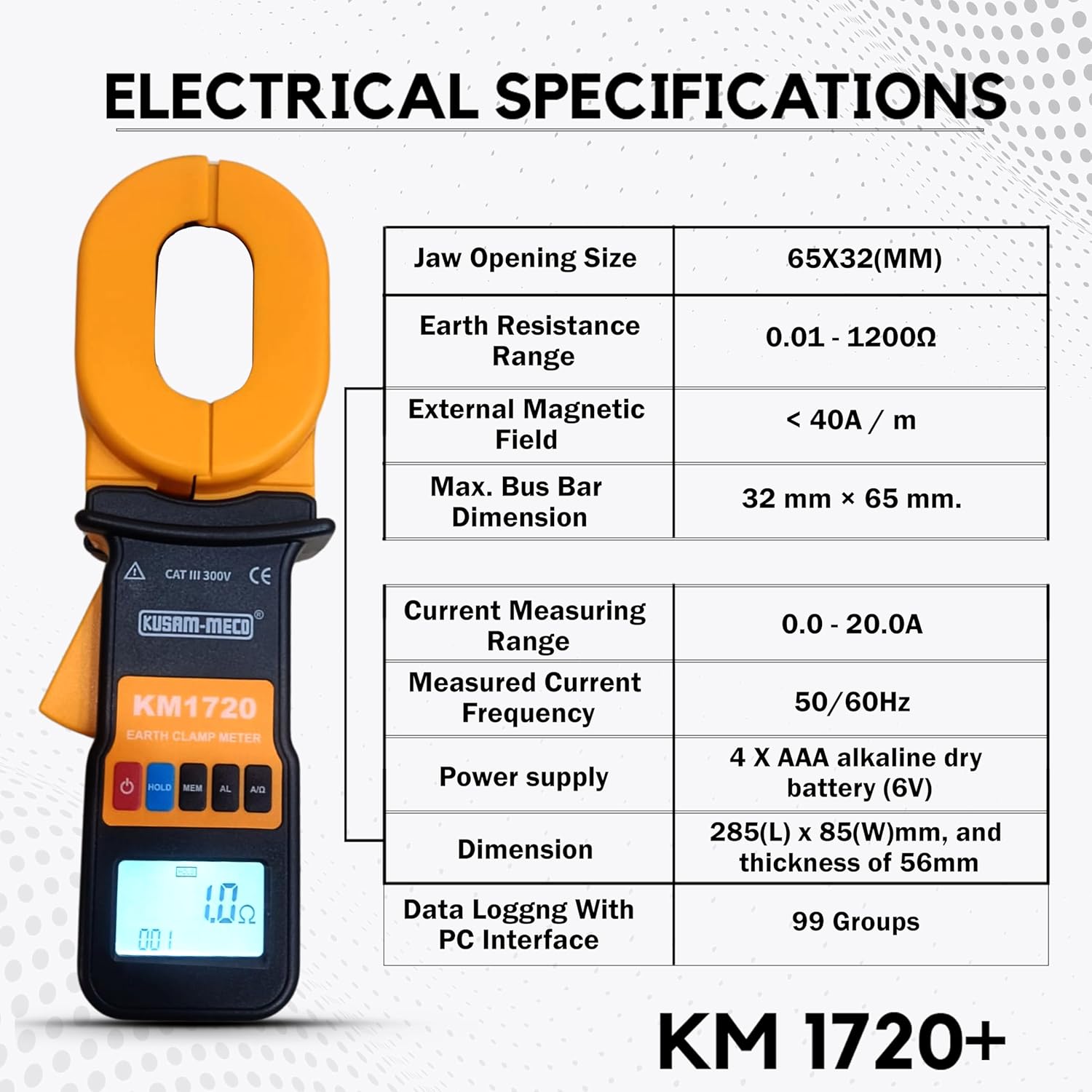 Kusam Meco KM 1720 CLAMP ON TYPE EARTH RESISTANCE TESTER