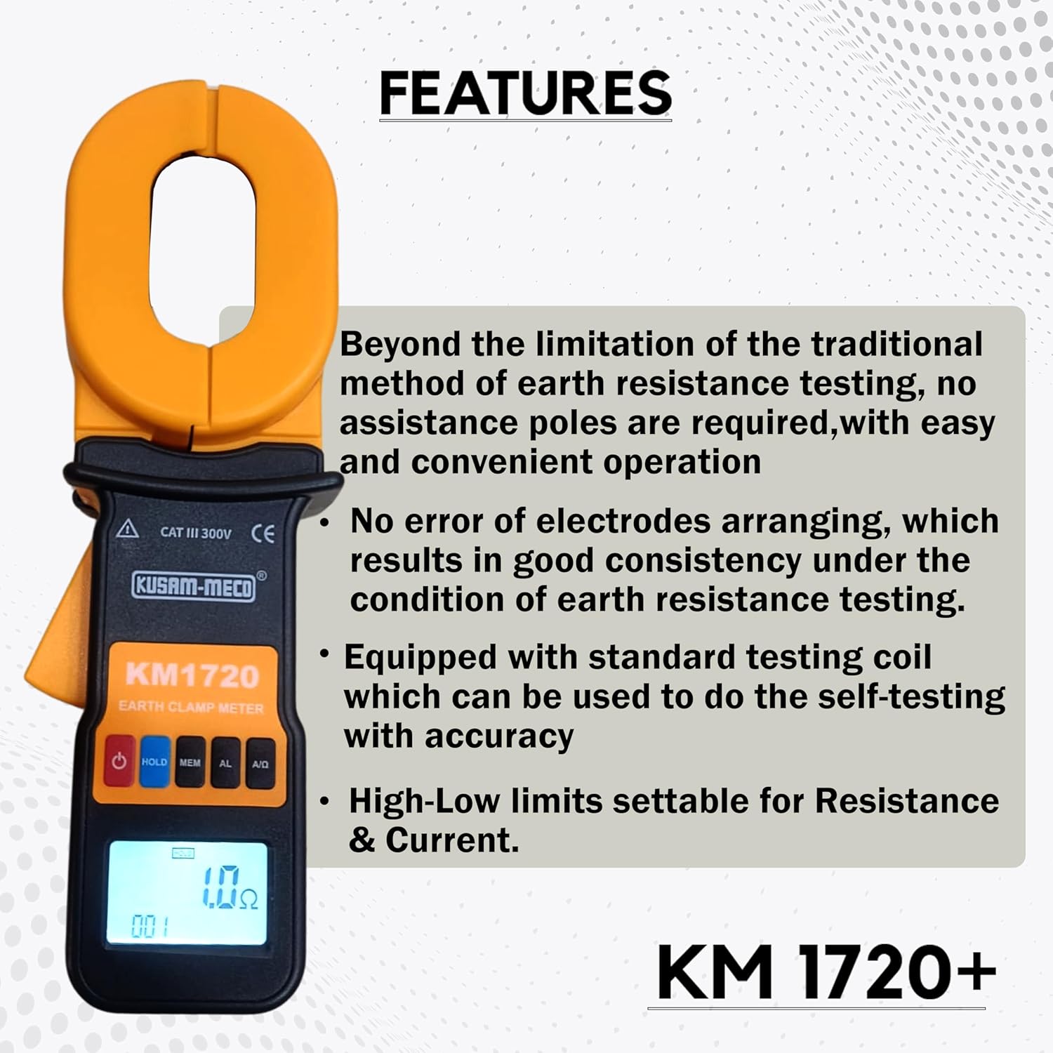 Kusam Meco KM 1720 CLAMP ON TYPE EARTH RESISTANCE TESTER