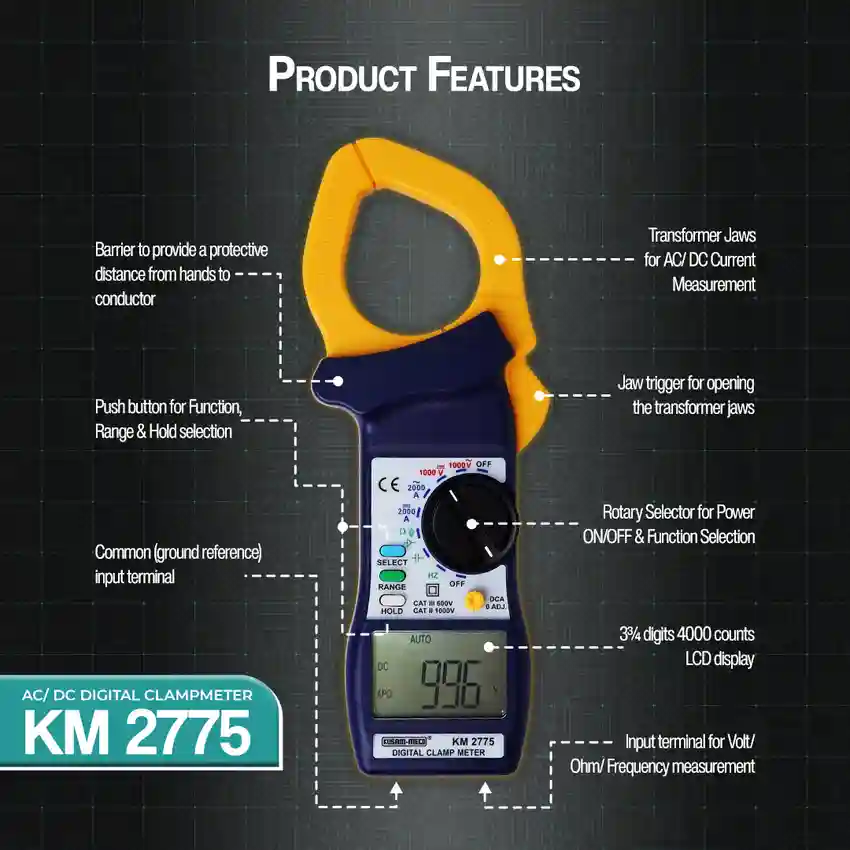 Kusam Meco KM 2775 AC/DC DIGITAL CLAMPMETER