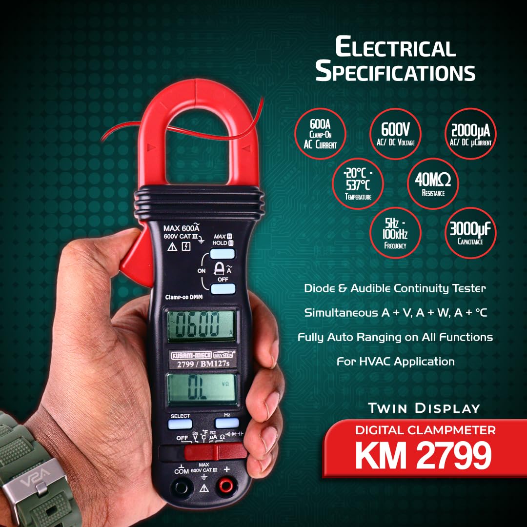 Kusam Meco KM 2799 Dual LCD Display Digital Clamp + Multi Meter