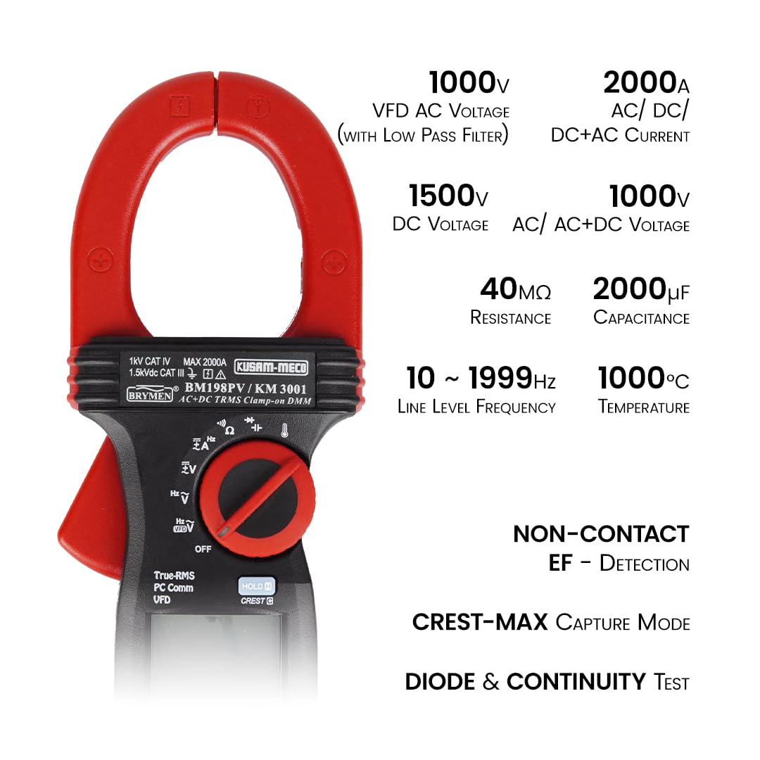 Kusam Meco KM 3001 suitable for solar AC/DC TRMS Clamp on multimeter