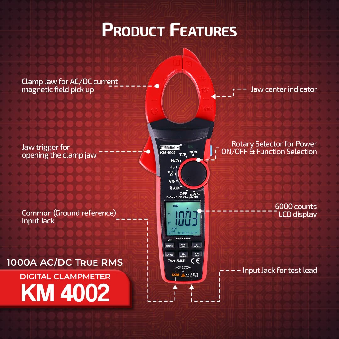 Kusam Meco KM 4002 1000A AC/DC TRUE RMS DIGITAL CLAMP METER