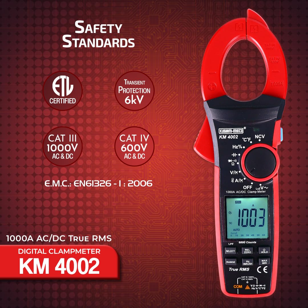 Kusam Meco KM 4002 1000A AC/DC TRUE RMS DIGITAL CLAMP METER