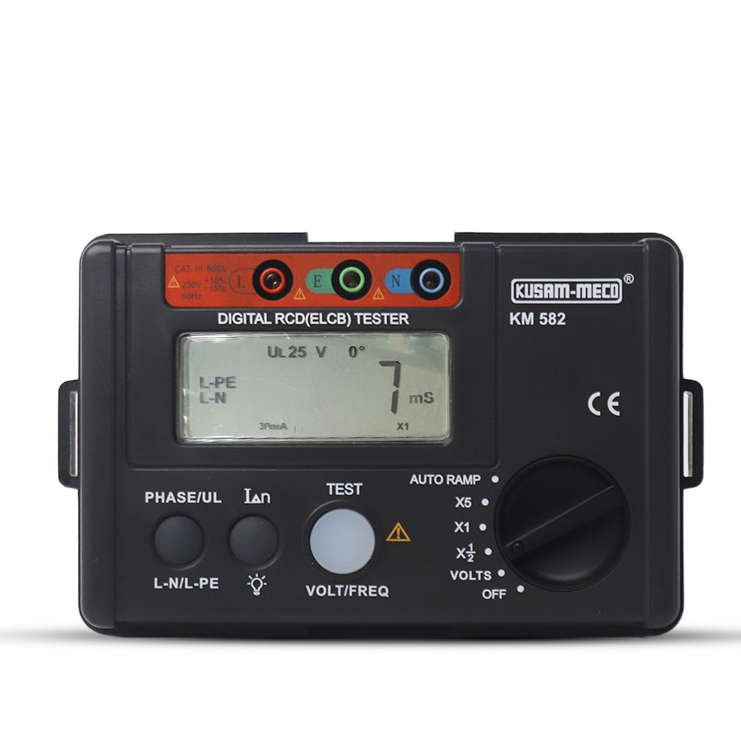 Kusam Meco KM 582 Digital RCD (ELCB) Tester with Auto Ramp