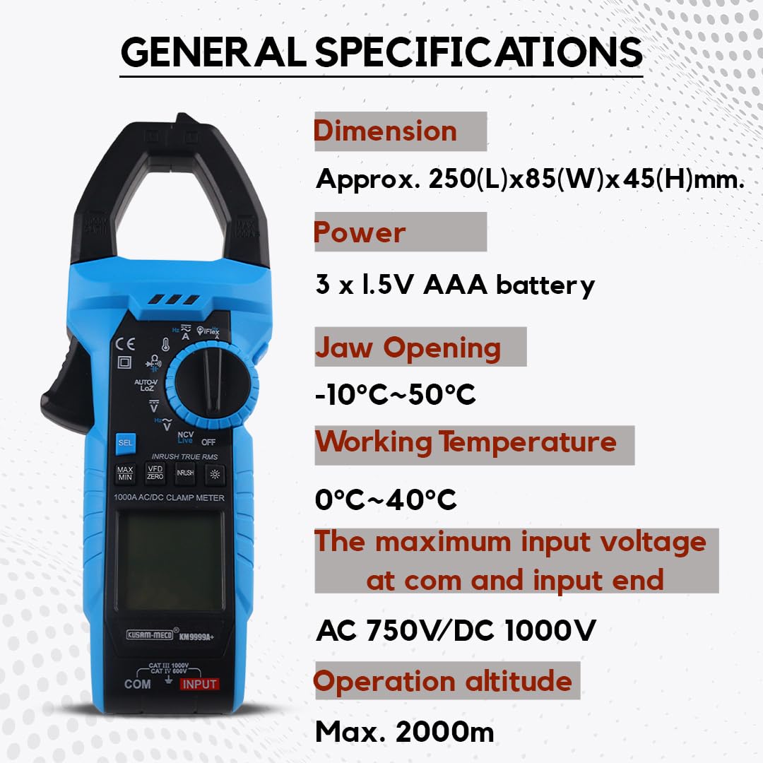 KUSAM-MECO KM 9999A+ AC/DC Digital Clamp meter