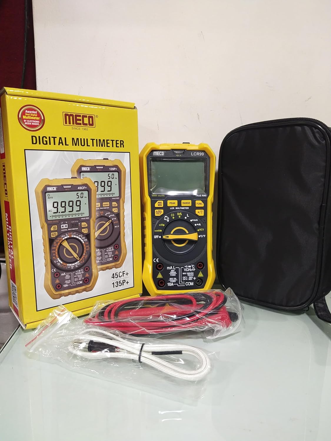 MECO LCR99 Digital Multimeter, 9999 Counts True RMS, Auto/Manual Range