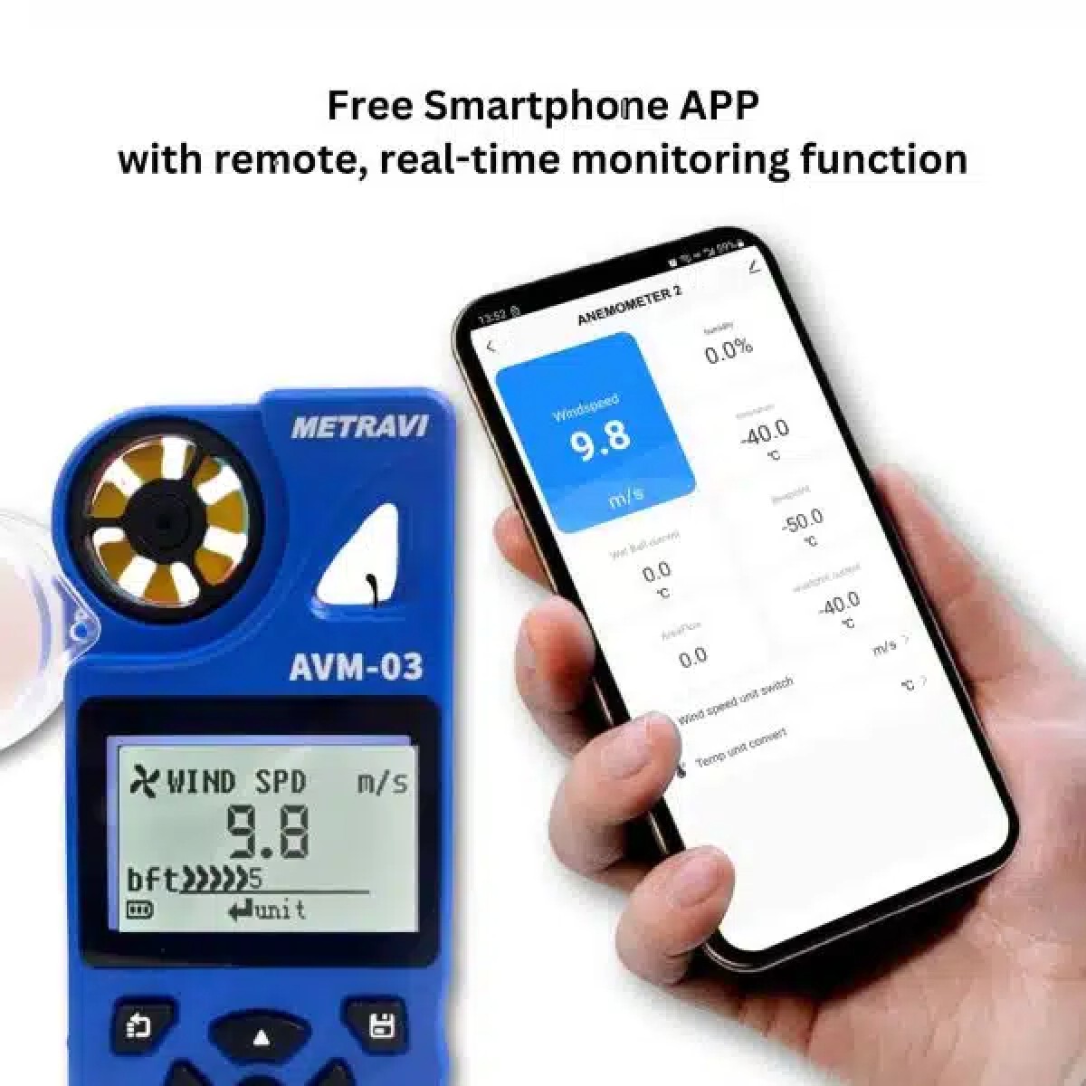 Metravi AVM-03 Multifunction Anemometer with Datalogger and WiFi | USB Interface
