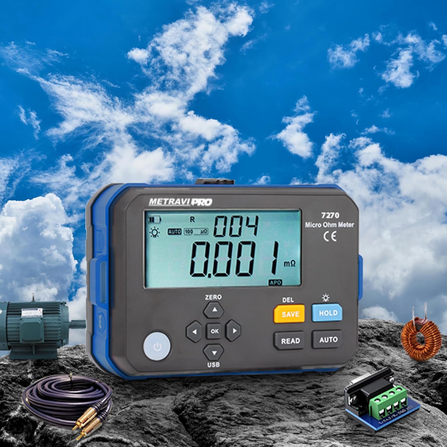 Metravi Pro 7270 1A Micro Ohms Meter with High Accuracy, Data Logging1A Micro Ohms Meter with High Accuracy, Data Logging