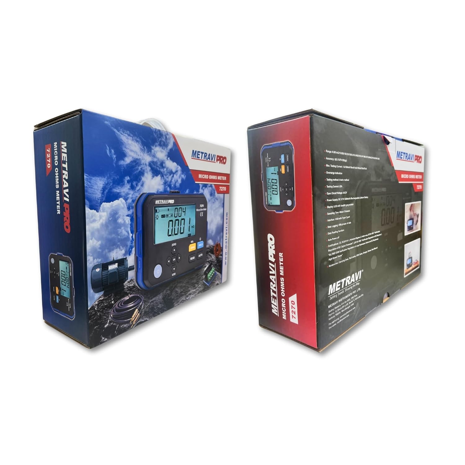 Metravi Pro 7270 1A Micro Ohms Meter with High Accuracy, Data Logging1A Micro Ohms Meter with High Accuracy, Data Logging