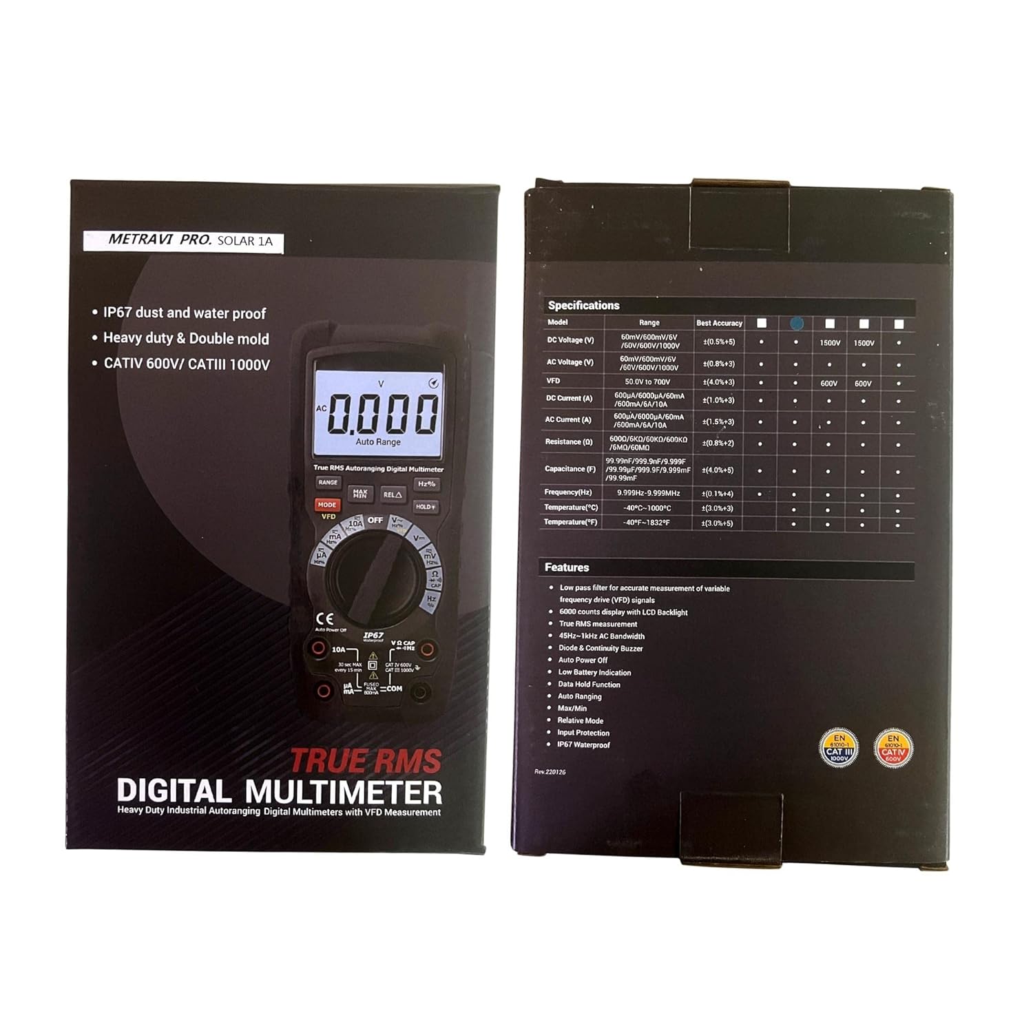 Metravi Pro Solar-1A Industrial Multimeter for upto 1500 VDC with TRMS